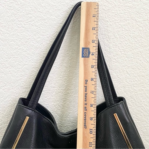 VINCE CAMUTO “IKE” Black Soft Pebbled Leather Tote Double Handle Shoulder Bag - Picture 6 of 15